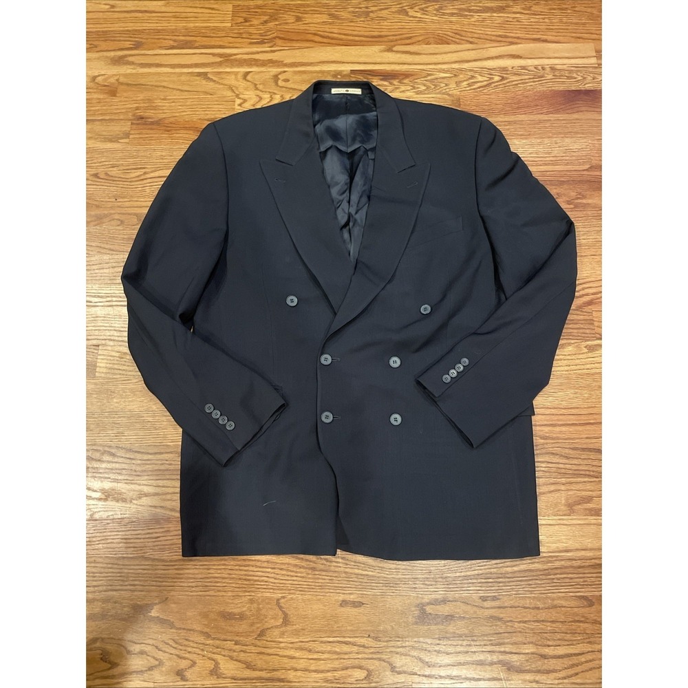 Vintage‎ Joseph Abboud Men's Double Breasted Blazer Black 100% Wool USA 42R
